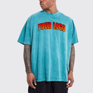 T-shirts personnalisés pour hommes à manches courtes, unis, en coton épais, effet vintage, épaules tombantes, coupe ample, prix de gros - Product Image 4