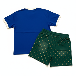 Conjunto de Camiseta y Pantalones Cortos con Temática Egipcia Kemet, Azul Verde, Algodón, Ropa Casual de Verano, Unisex para Adultos, Manga Corta, Pantalones con Cordón - Product Image 5