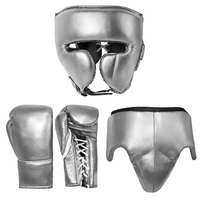 Ensemble d'équipement de boxe personnalisé multicolores, gants d'entraînement de Muay Thai et de kick-boxing, protège-tête, protège-glandes, cuir de vachette, imperméable