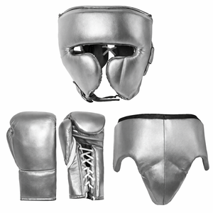 Conjunto de equipo de boxeo con nombre personalizado, varios colores, guantes de entrenamiento de Muay Thai y Kick Boxing, protector de cabeza, protector de ingle, cuero vacuno, impermeable - Product Image 4