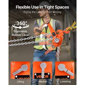 Palans à chaîne manuels robustes 6T 13200LBS Capacité 20FT Levage Acier allié G80 Double poulie Frein mécanique 360° Rotation - Product Image 6