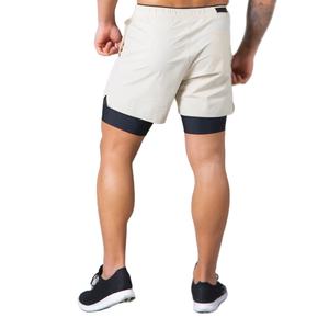 Short de course d'été 2-en-1 pour homme Pantalon d'entraînement de gymnastique en polyester à haute élasticité - Product Image 1