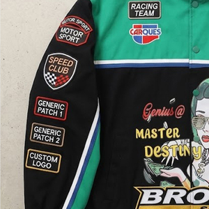 Vêtements d'extérieur de mode en coton et polyester pour hommes, respirants, d'hiver, avec patch brodé personnalisé pour équipe de course, vente en gros OEM de streetwear - Product Image 5