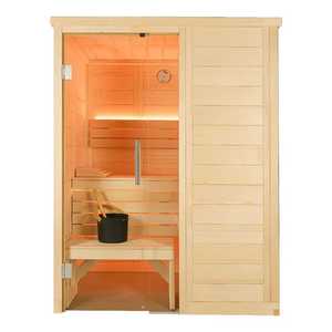 Nueva sauna interior de madera de tilo para 2 personas, modelo Alaska Mini, sauna tradicional para el hogar. - Product Image 1