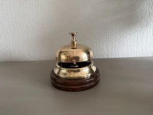 <b>Brass</b> Hotel Reception <b>Bell</b> with Wooden Base Classic Push Button Service <b>Bell</b> Countertop Desk <b>Bell</b> for Restaurant Office Home - Product Image 4