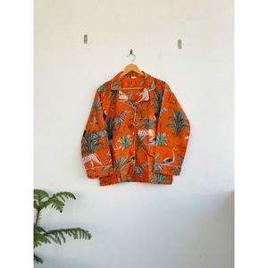 Conjunto de Pijama Bohemio con Estampado Animal, 100% Algodón, Cuello en V, Manga Larga, Cintura Elástica, Corte Regular, Transpirable, Ecológico, Informal, Verano - Product Image 3