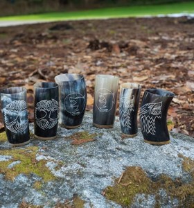 Handcrafted Natural Horn Glass Premium Eco Friendly Drinking Glass Durable Unique Luxury <b>Table</b> Decor Item Set - Product Image 3