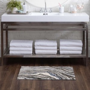 Modern Abstract Pattern Bath Mat Rectangle Non-Slip Rubber Backing Tufted Polypropylene Home Use - Product Image 1