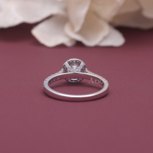 IGI Certified Lab Grown Round Brilliant Cut Diamond Halo Engagement <b>Ring</b> 14K White / Rose And Yellow Gold Round Cut Diamond <b>Ring</b> - Product Image 4