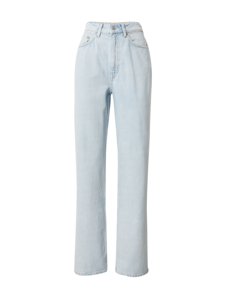 Jean en denim taille haute coupe droite délavé clair, en coton, style décontracté printemps, coupe régulière, tissu tissé mi-lourd - Product Image 6
