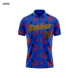 Chemise de performance d'archerie personnalisée COREX ENTERPRISES respirante 100 % polyester noire, rouge et grise avec motif arc et flèche - Product Image 5