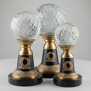 Luxury Crystal Glass Globe <b>Table</b> <b>Lamp</b> Set Brass <b>Base</b> Modern Decorative Lighting Vintage Style Handmade Sculptures Tabletop Home - Product Image 3