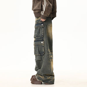 Pantalones Vaqueros Cargo Personalizados, Pantalones Vaqueros Desgastados con Lavado Sucio, Estilo Holgado, con Servicio OEM - Product Image 3