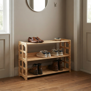 Wood Shoe Rack 3 Tier Entryway <b>Storage</b> Scandinavian Design Durable Cabinet - Product Image 1