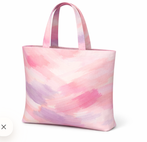 Hot Selling Reusable Shopping bag Pink Watercolor Pattern <b>Canvas</b> <b>Tote</b> Bag Medium Size Daily Shopping Hand Carry Bag - Product Image 4