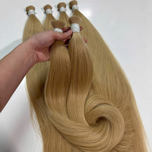 Venta al por mayor #27 Color 100% Raw Virgin Pelucas de cabello humano vietnamita Bulk Straight Natural Wave Super Double Drawn Glueless Extensiones - Product Image 1