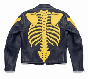 Blouson de moto en cuir Vanson Skeleton, cuir de vache véritable, chauffant, écologique, coupe-vent, couleur unie, manches classiques, homme - Product Image 3