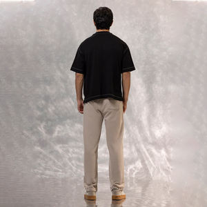 T-shirt d'été décontracté pour homme, coupe ample, 100 % coton, avec surpiqûres contrastées, poche avant intégrale, coupe régulière, respirant, 220g, tendance 2026 - Product Image 6