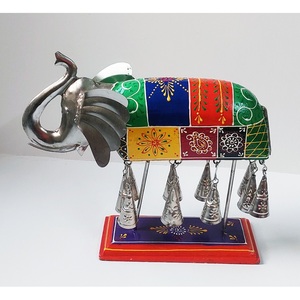Modern Indian Art Theme <b>Elephant</b> with Bells Lucky Hand Painted for Home Dining <b>Table</b> Guest Room Office Desk Decor at Bulk Price - Product Image 6
