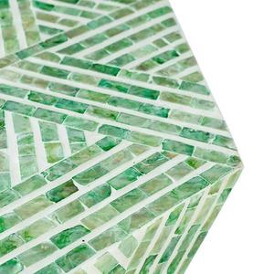 Stacked Geometric Pattern Shell Inlaid <b>Stools</b> Mother of Pearl Natural Green Shell Mosaic Nightstand For Home Interior Styling - Product Image 3