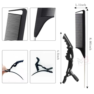 Outil de pose d'extensions capillaires personnalisable à usage commercial, en acier/métal, couleur beige, logo personnalisé, pinces de sectionnement des cheveux, peigne - Product Image 5