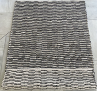 Modern Elegant Wool Cotton Thick Pile Striped Rug Woven Braided Textured Design Durable Anti-slip Reversible Washable Home