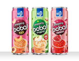 Peach Popping <b>Boba</b> <b>Bubble</b> Tea Juice 325ml canned fruit beverage private label OEM sample available - Product Image 4