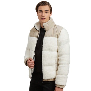 Custom High Quality Men's Sherpa <b>Lined</b> Puffer <b>Jacket</b> Zip Up Hooded Winter Outerwear Custom Logo Casual Outdoor Coat - Product Image 2