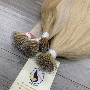 100% Cheveux Humains Raides Pre Bond Cheveux Vierges Double Dessiné Platine Blonde Nano pointes Extensions de Cheveux Humains - Product Image 5