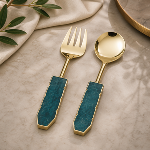Luxury Gold Salad <b>Servers</b> Set Stainless Steel Serving Spoons Kitchen Utensils Dinner Party - Product Image 5