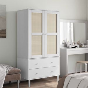 Armario Blanco de Dos Puertas con 2 Cajones, Mueble de Almacenamiento Moderno de Estilo Escandinavo para Dormitorio - Product Image 1