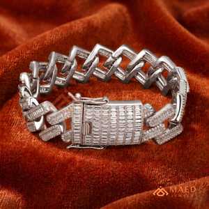 Bracelet à maillons baguette en argent avec moissanite, chaîne fine, bijoux de mode, pour usage quotidien, cadeau, style Miami Chicago - Product Image 1