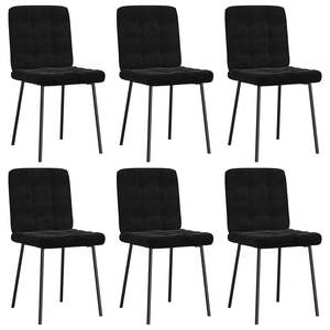 Ensemble de 6 chaises de salle à manger en velours noir, 100% polyester, structure en contreplaqué et métal - Product Image 1
