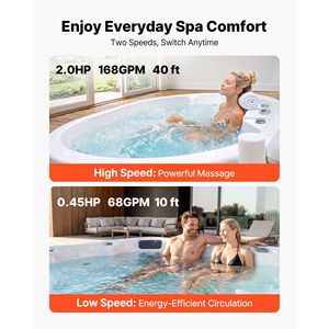 Pompa per Vasca Idromassaggio SPA 2HP, 2 Velocità, Telaio 56, Porta da 1.5" e 2", 230V, 168 GPM (alta portata), 68 GPM (bassa portata), Rotazione a 90 Gradi - Product Image 3
