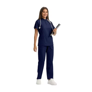 Tenues médicales respirantes et économiques en tricot à manches courtes pour femmes, avec col montant, idéales pour les salles d'opération et les salons de beauté - Product Image 3