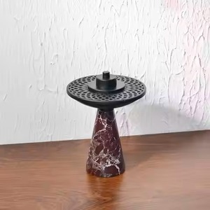 Laser Etched Islamic Pattern Disc Dark Swirl Stone Base Bukhoor Incense Burner Compact Aromatherapy <b>Desk</b> <b>Ornament</b> Bakhoor Burner - Product Image 5