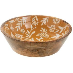 Bol en bois fait main avec motif feuille d'olivier émaillé, design méditerranéen, pour servir des aliments, offrir en cadeau - Product Image 4