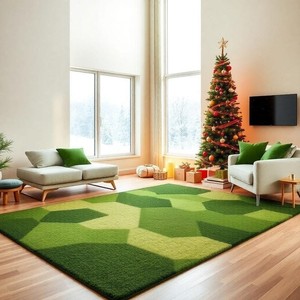 Tapis géométrique vert moderne, tissé à la main en laine, pour intérieur et extérieur, décoration de la maison, meilleur prix - Product Image 1