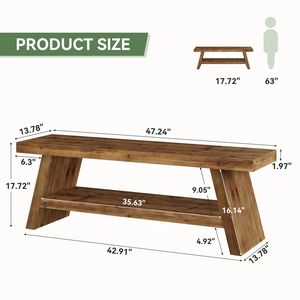 Solid Wood Double-Layer Entrance <b>Bench</b> with Open Storage Design Shoe <b>Rack</b> - Product Image 6