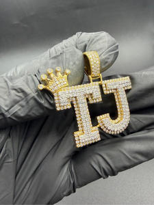 Custom Initial Crown Pendant <b>Iced</b> <b>Out</b> Moissanite Diamond Hip Hop Necklace Gold Bling <b>Chain</b> Gift - Product Image 3