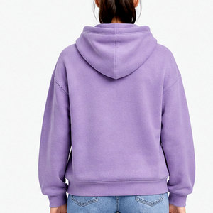 เสื้อฮู้ดดี้โอเวอร์ไซส์สีม่วงสำหรับผู้หญิง ยี่ห้อ Zee Good ผลิตจากผ้าฝ้ายฟลีซ สีพื้น มีกระเป๋าโลโก้ด้านหน้า เหมาะสำหรับใส่ในฤดูใบไม้ร่วง - Product Image 3