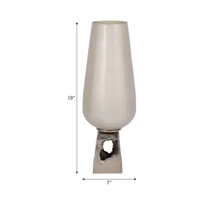Modern Handmade Metal Floor <b>Vase</b> 19 Inch Tall <b>Decorative</b> Sculpture for Living Room Bedroom Office Interior Design Accent - Product Image 1