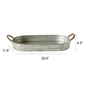 Ms Hussain International MHI 2857 Vintage Farmhouse Decoration Galvanized Steel Large Metal Base Rustic Serving Tray Metal - Product Image 3