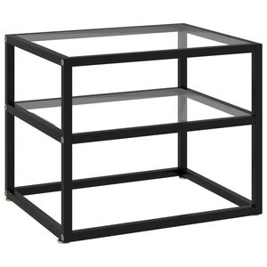 Table console avec plateau en verre trempé noir transparent et structure en acier thermolaqué - Product Image 1