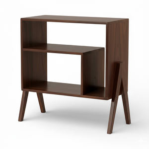 Meuble de rangement bas en bois massif de style Pierre Jeanneret, design Mid-Century Modern, avec pieds en V, petite bibliothèque et armoire de bureau - Product Image 4
