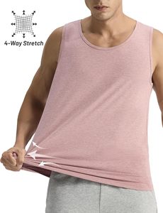 Camiseta sin mangas rosa para hombre, cuello redondo, color sólido, informal, transpirable, ecológica, de secado rápido, tejido de punto de spandex/algodón, estilo musculoso. - Product Image 5