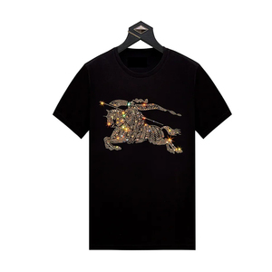Camiseta de algodón con pedrería de alta calidad para mujer, de manga corta, estilo oversized, a la moda, para fiestas. - Product Image 1