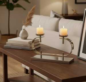 Support de bougie moderne à double porte-bougie, design en métal durable, décoration d'intérieur - Product Image 6
