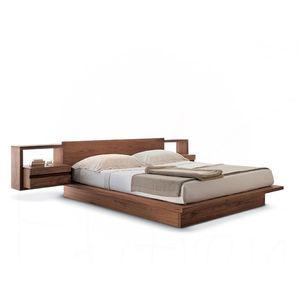 Modern Solid Teak Wood <b>Platform</b> <b>Bed</b> <b>Frame</b> with Floating Nightstand Minimalist Bedroom Furniture Design - Product Image 1
