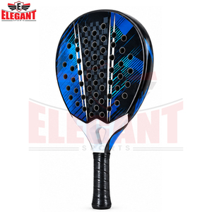 Raquette de padel bleue et noire personnalisée avec graphismes géométriques modernes, surface texturée, poignée ergonomique, OEM, ODM, marque privée, vente en gros - Product Image 2